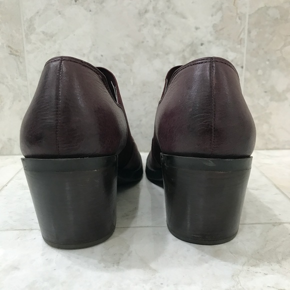 NAYA {10} Ankle Booties in Merlot / Purple with Gold Banding & Chunky Bl… - Picture 6 of 11